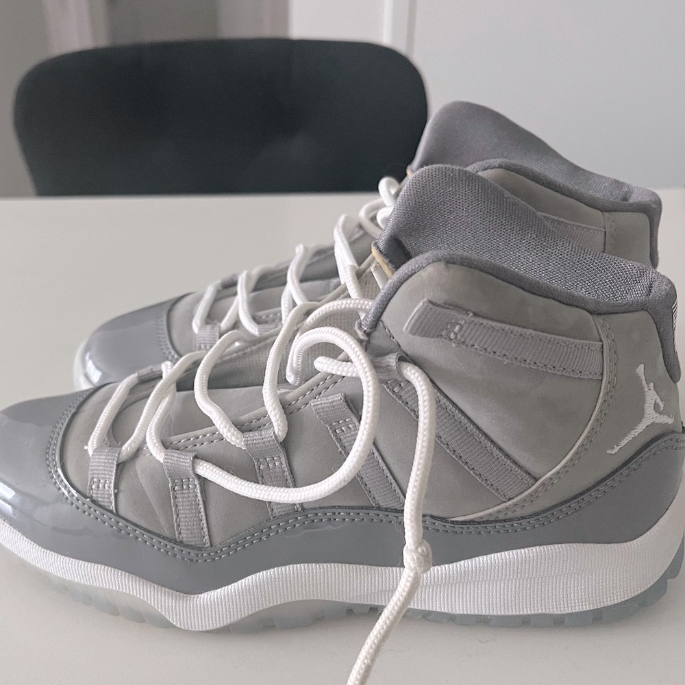 Jordan Gray and White High-Top Sneakers